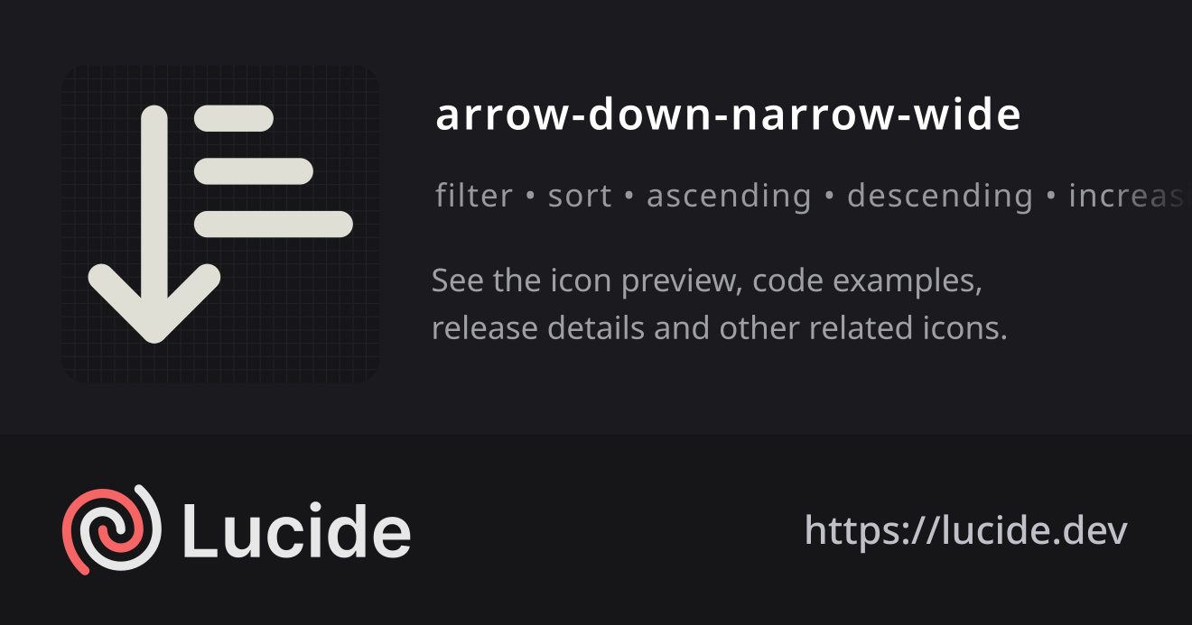 arrow-down-narrow-wide icon details – Lucide