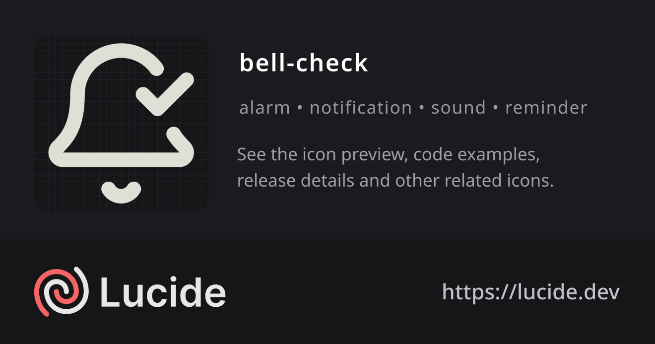 bell-check icon details – Lucide