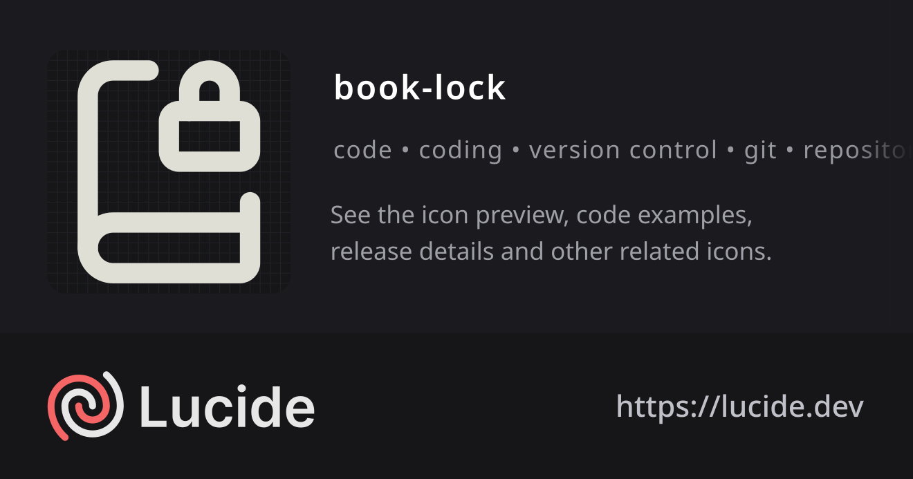 book-lock icon details – Lucide