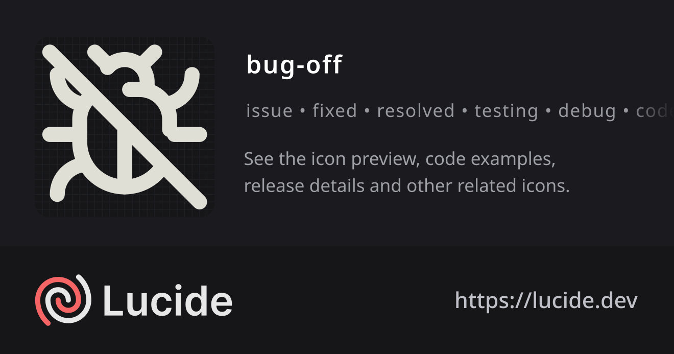 bug-off icon details – Lucide