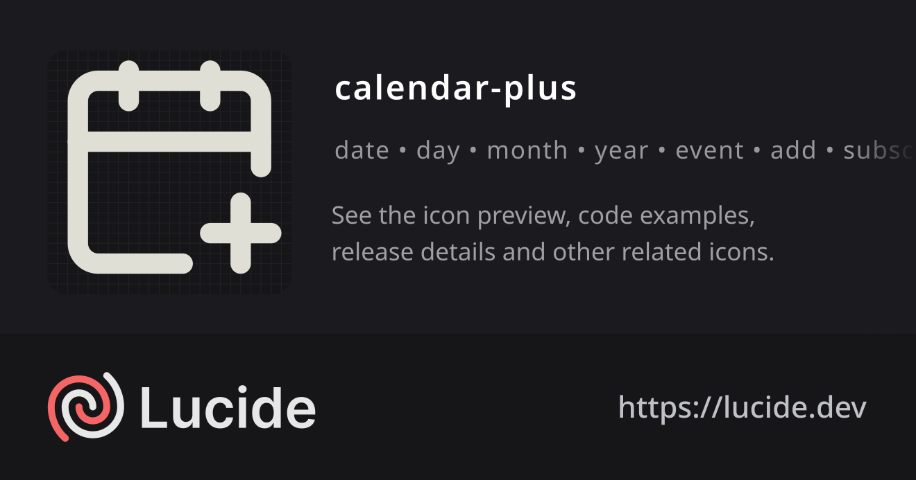 calendar-plus icon details – Lucide