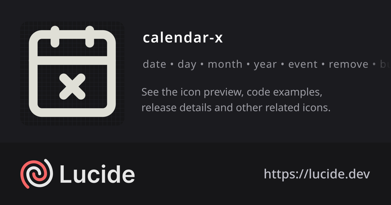 calendar-x icon details – Lucide
