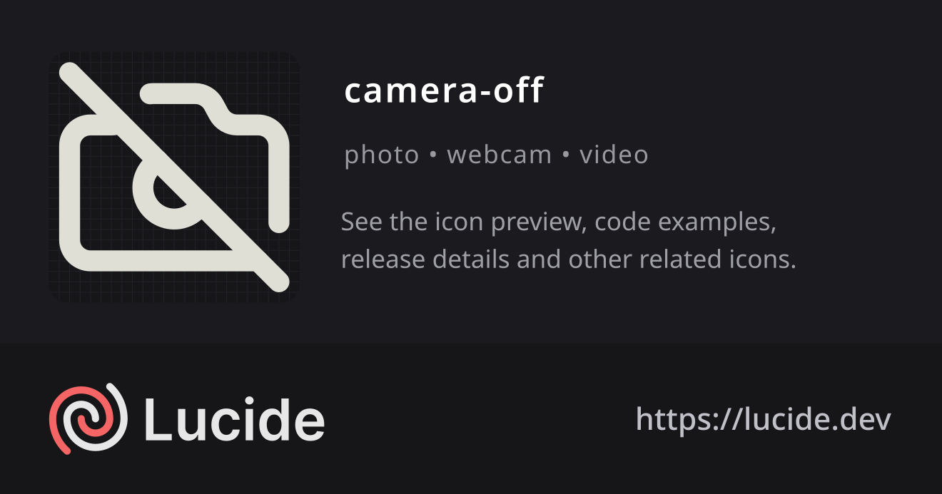 camera-off icon details – Lucide