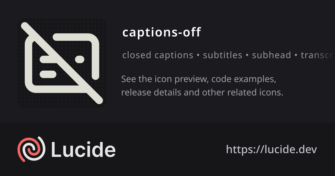 captions-off icon details – Lucide