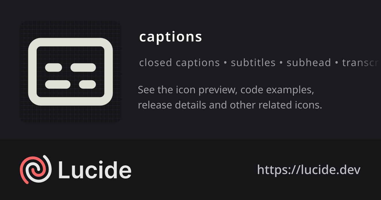 captions icon details – Lucide