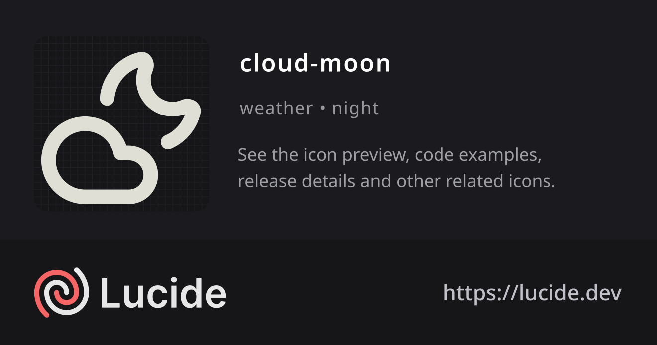 cloud-moon icon details – Lucide