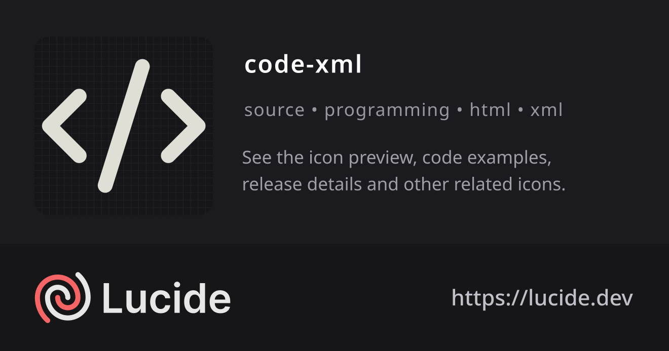 code-xml icon details – Lucide