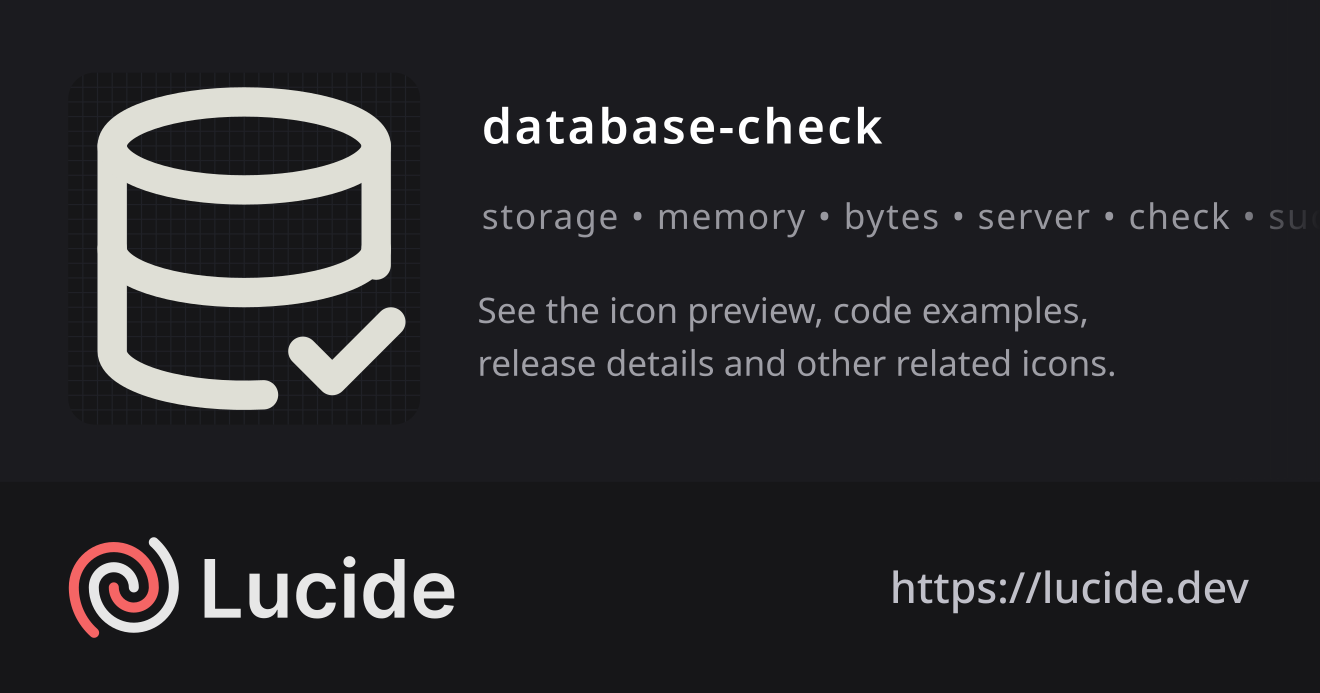 database-check icon details – Lucide
