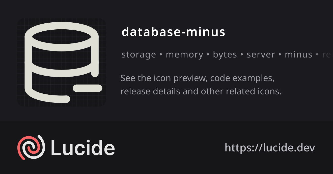 database-minus icon details – Lucide