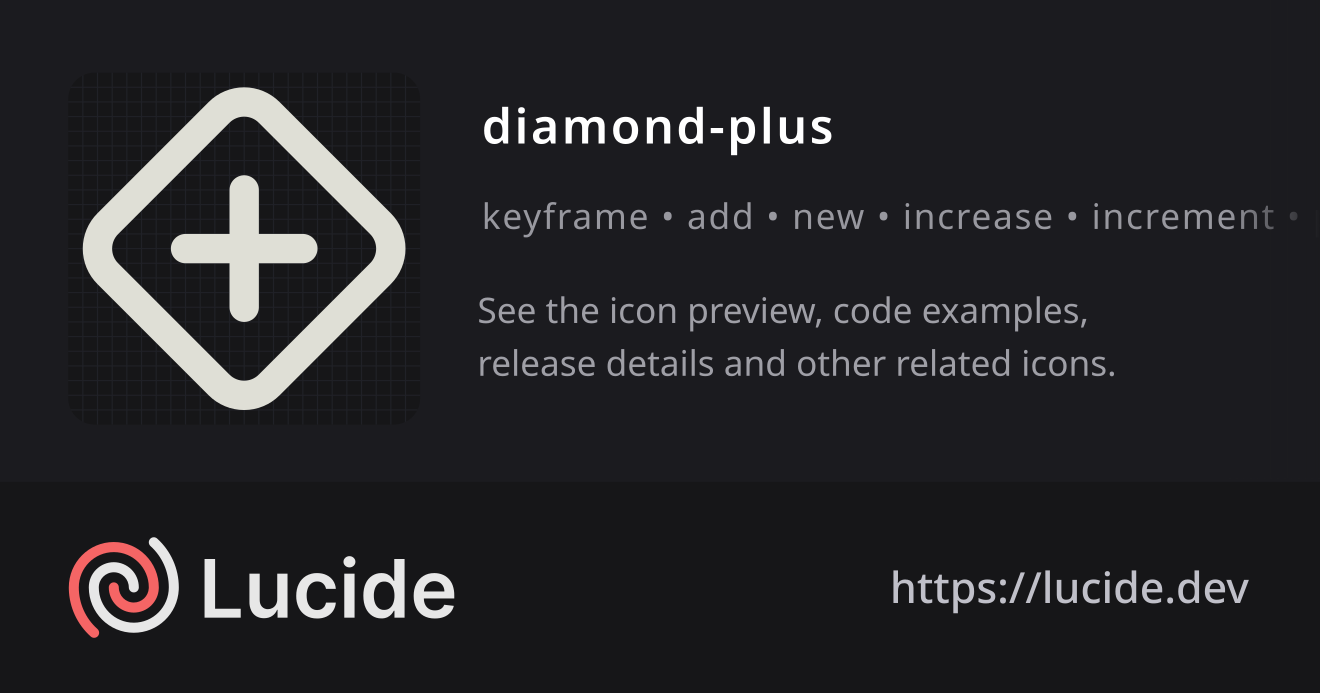 diamond-plus icon details – Lucide