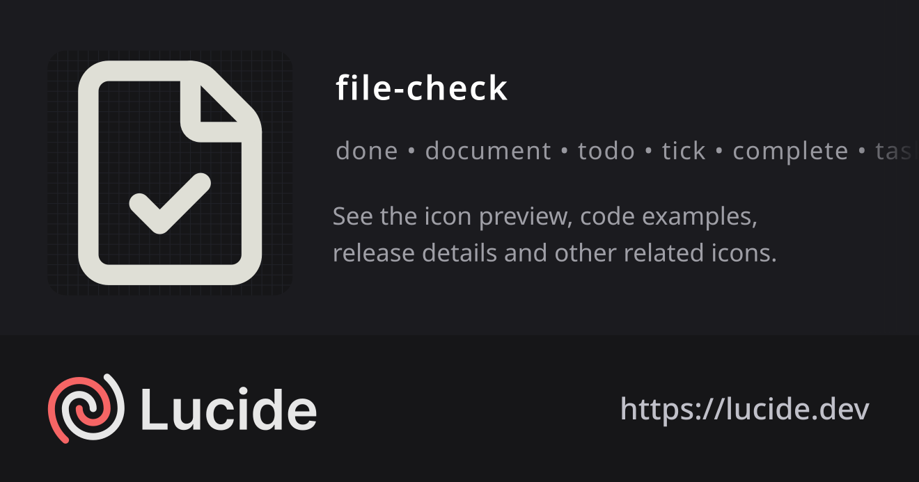 file-check icon details – Lucide