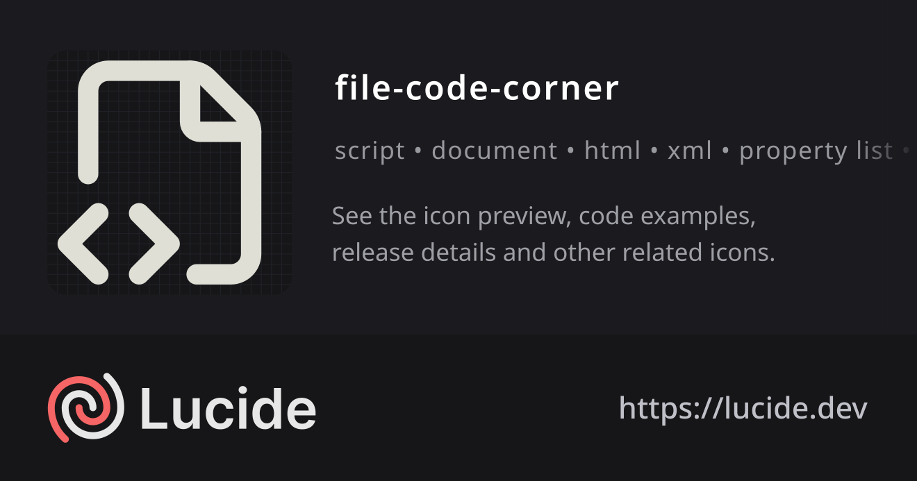 file-code-corner icon details – Lucide