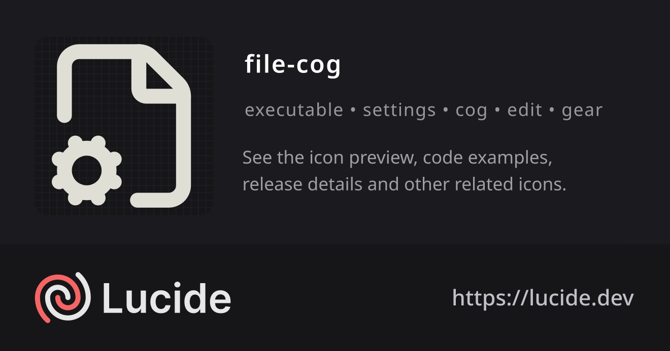 file-cog icon details – Lucide