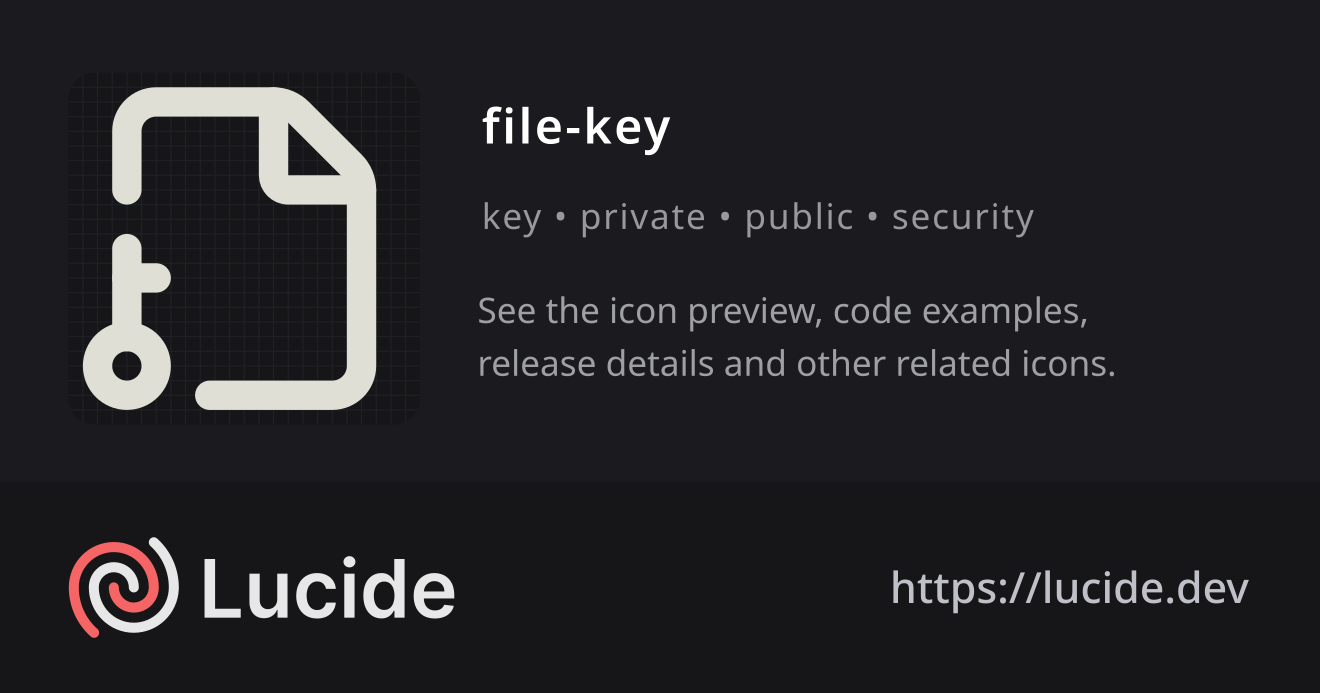 file-key icon details – Lucide
