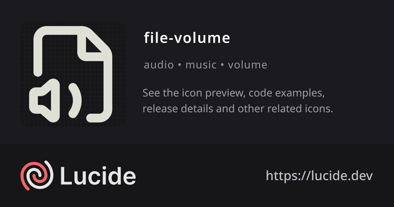file-volume icon details – Lucide