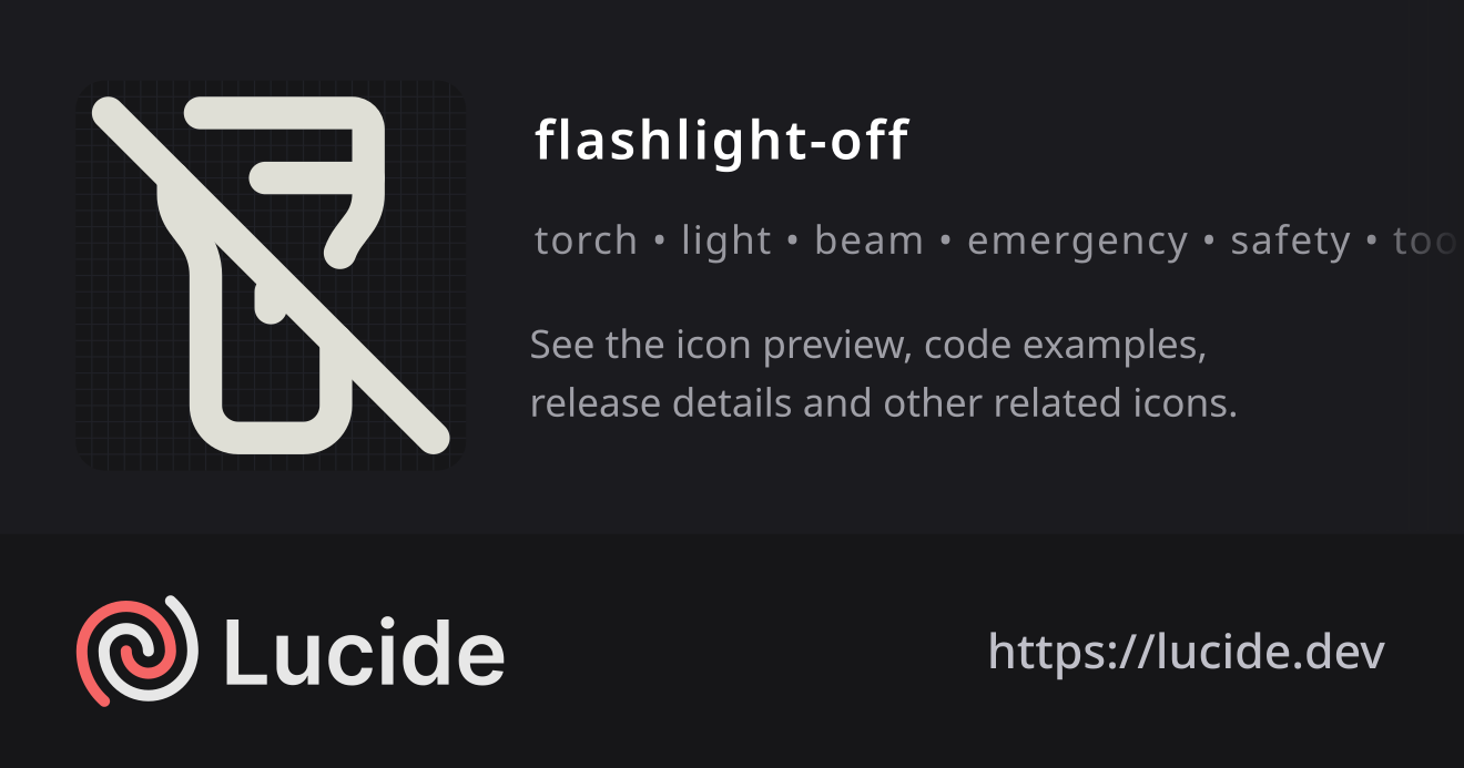 flashlight-off icon details – Lucide