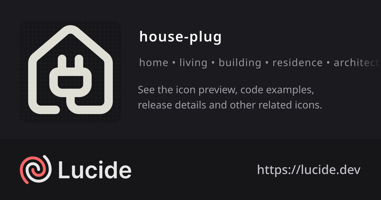 house-plug icon details – Lucide