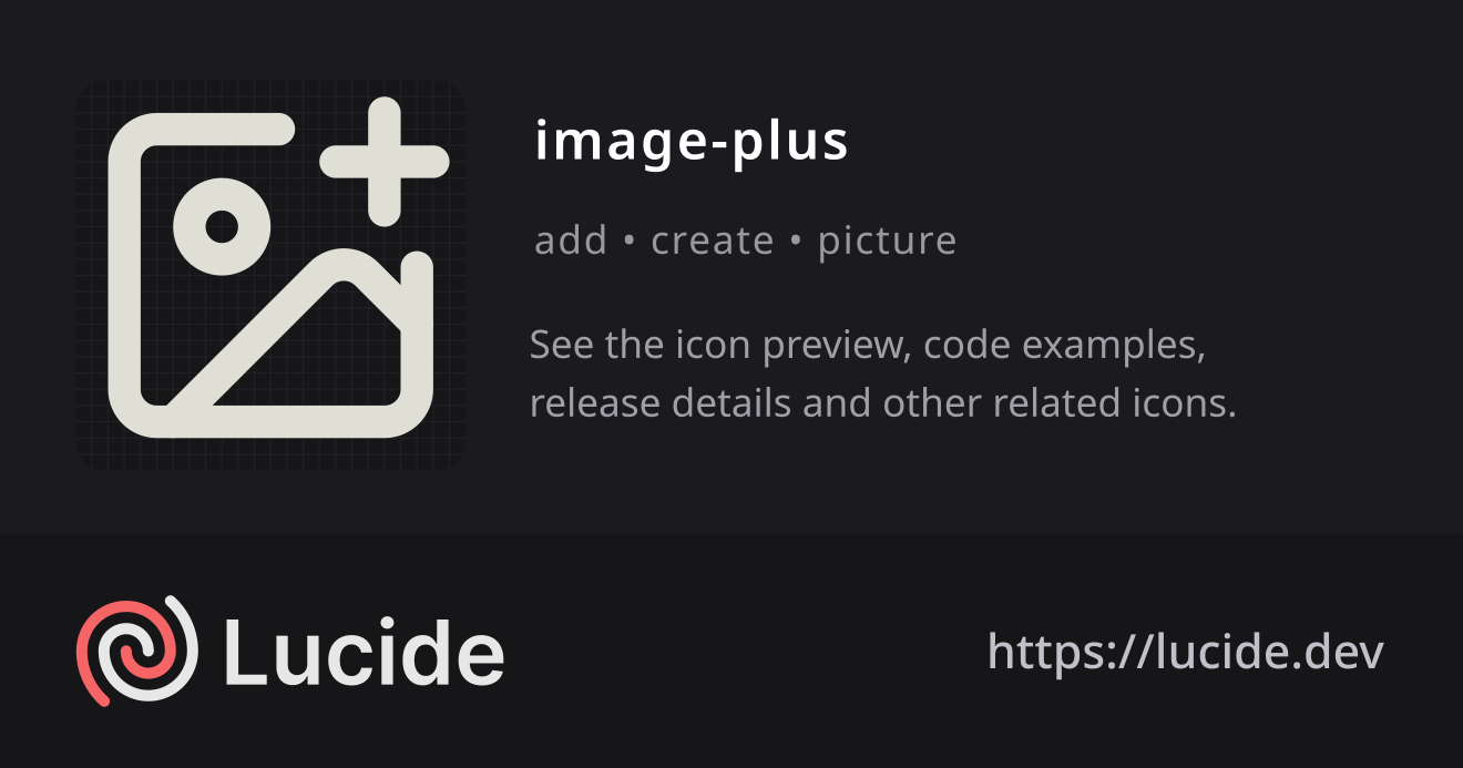 image-plus icon details – Lucide