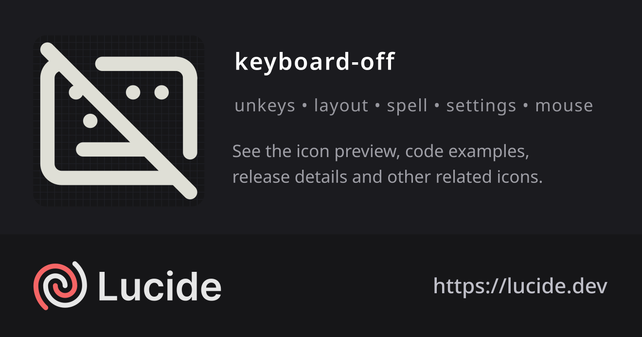 keyboard-off icon details – Lucide