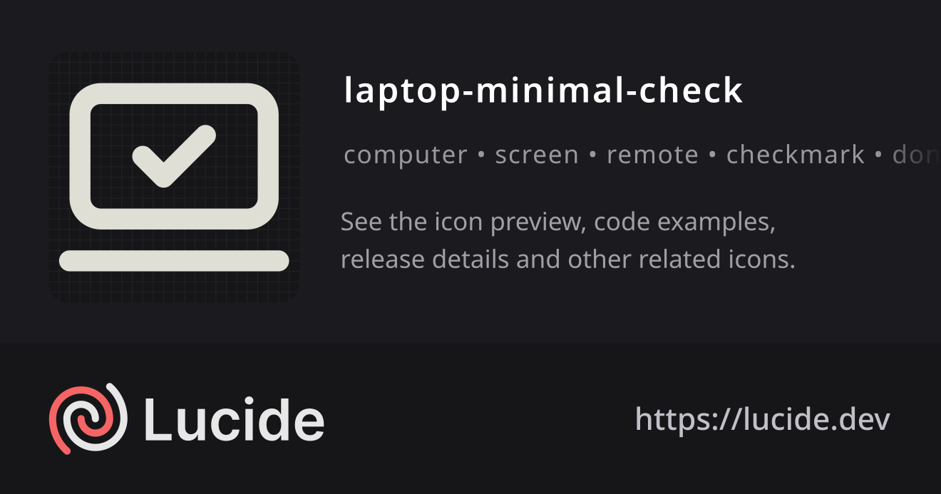 laptop-minimal-check icon details – Lucide