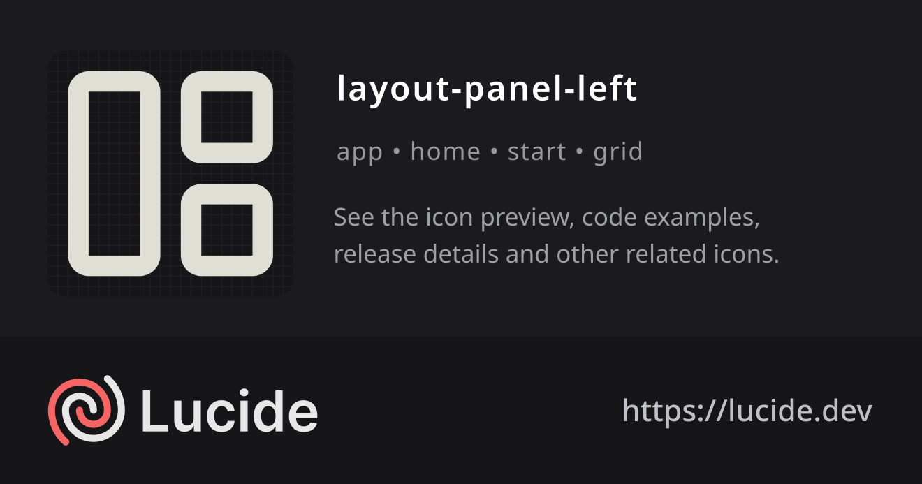 layout-panel-left icon details – Lucide