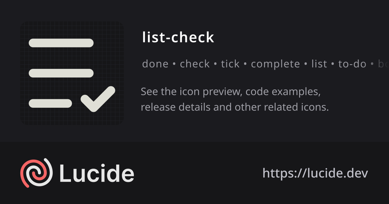 list-check icon details – Lucide