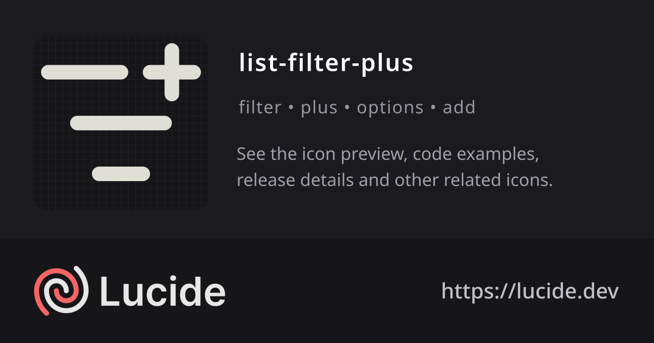 list-filter-plus icon details – Lucide