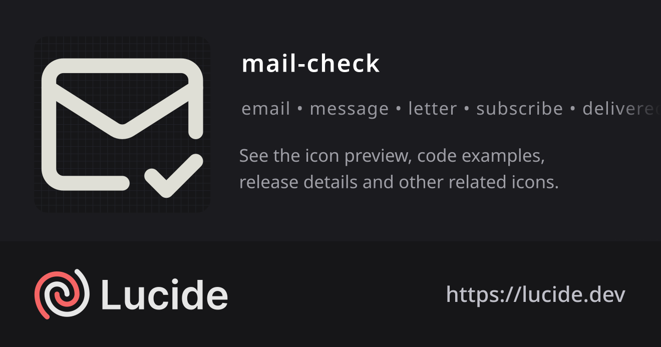 mail-check icon details – Lucide