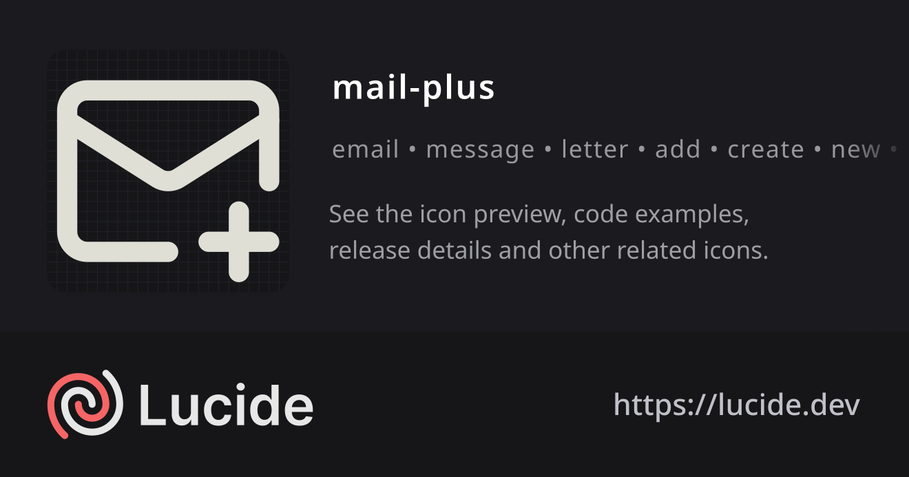 mail-plus icon details – Lucide