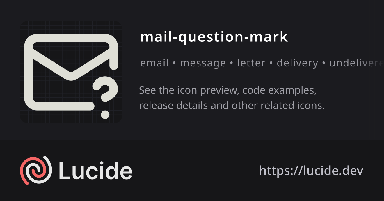 mail-question-mark icon details – Lucide