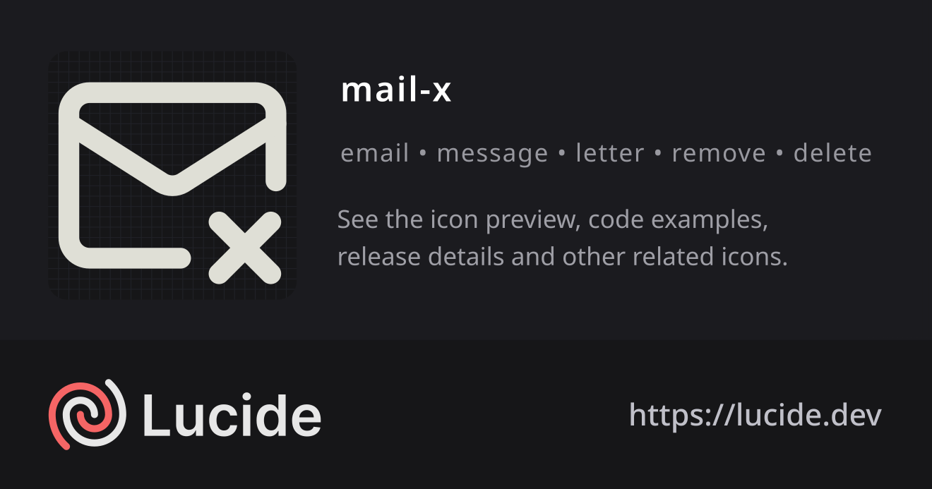 mail-x icon details – Lucide