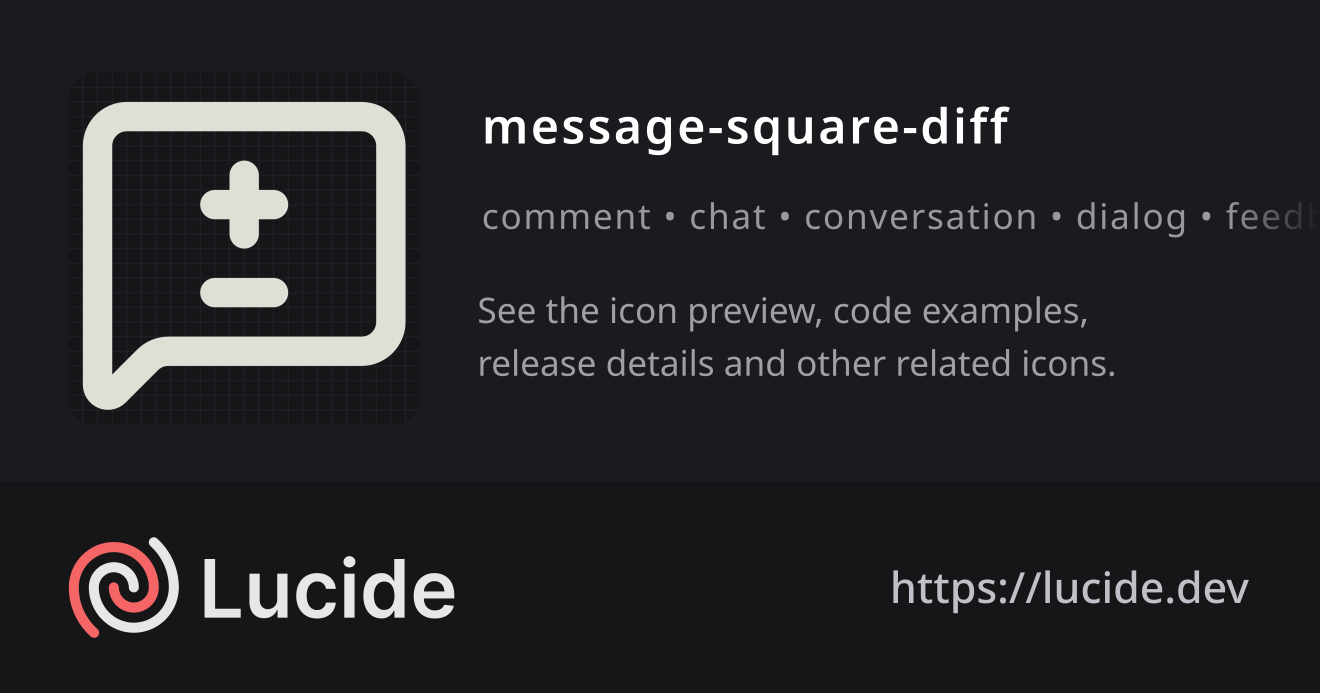message-square-diff icon details – Lucide