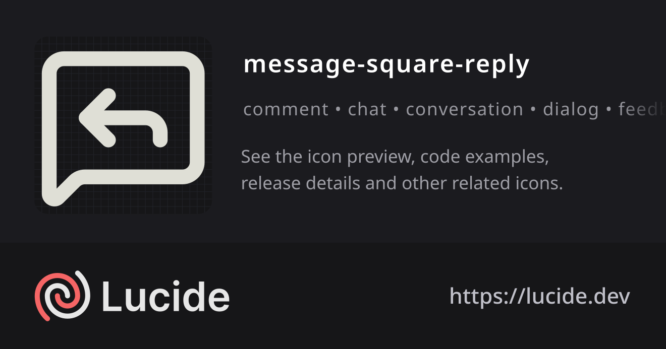 message-square-reply icon details – Lucide