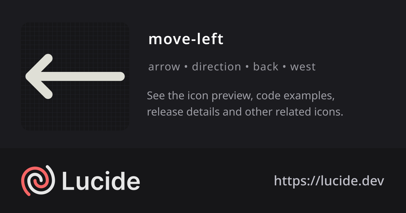move-left icon details – Lucide