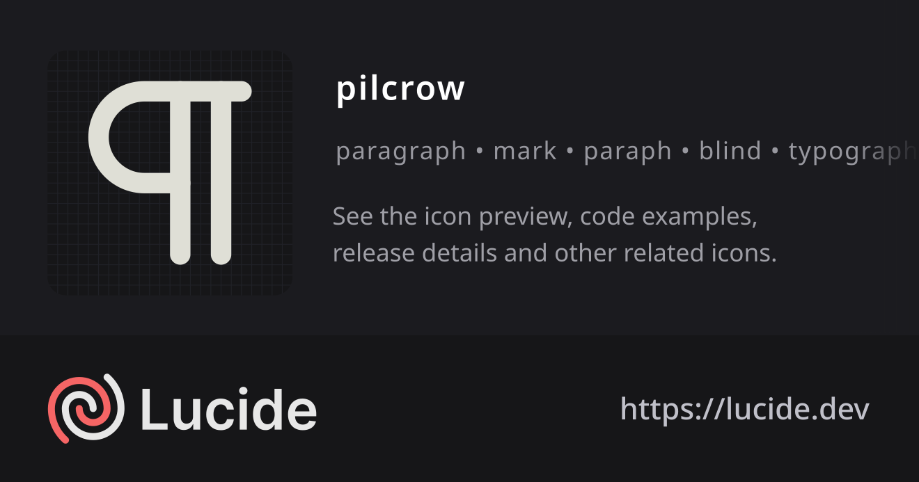 pilcrow icon details – Lucide