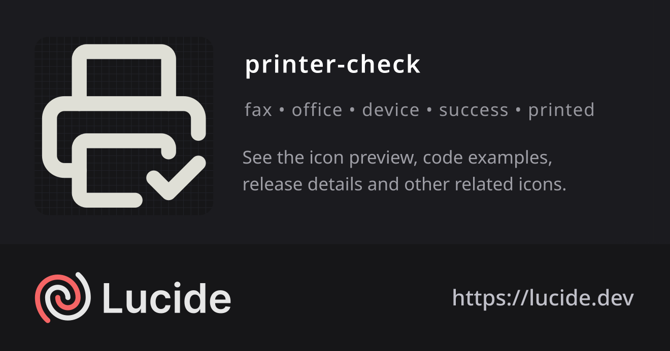 printer-check icon details – Lucide