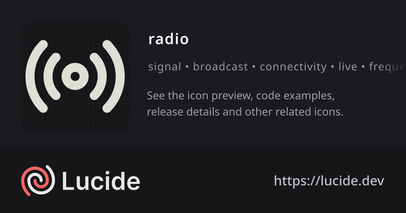 radio icon details – Lucide
