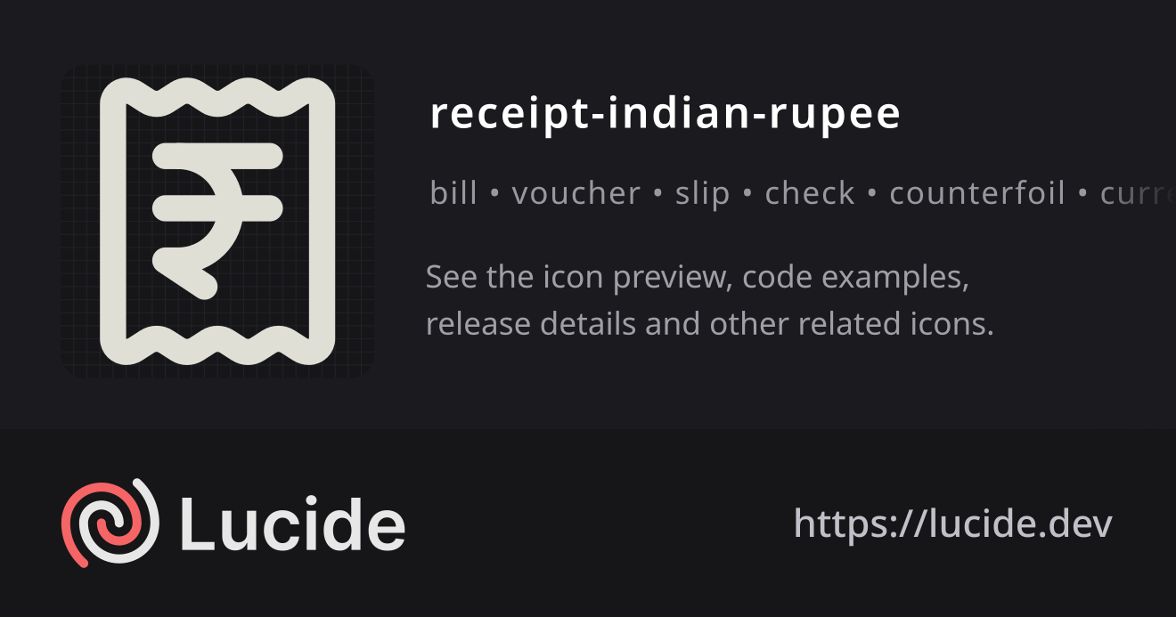 receipt-indian-rupee icon details – Lucide