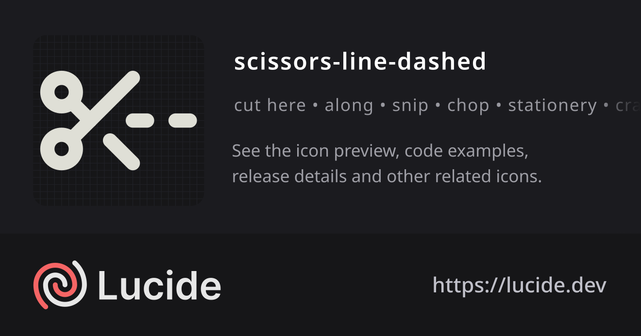 scissors-line-dashed icon details – Lucide