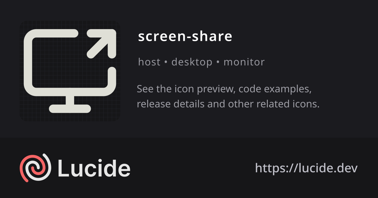 screen-share icon details – Lucide