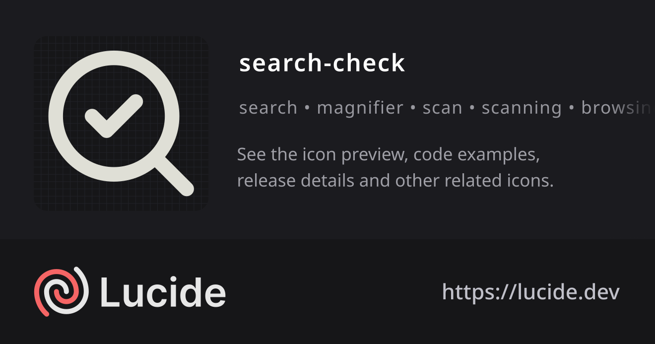 search-check icon details – Lucide