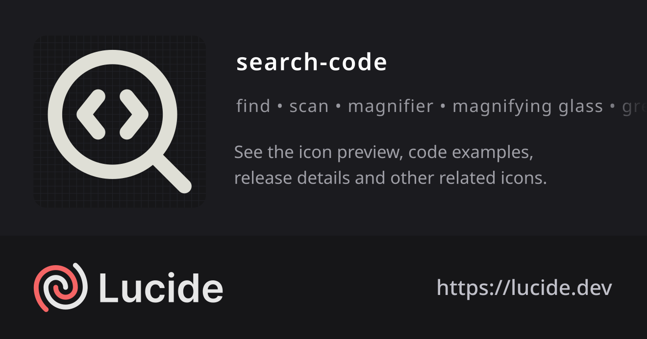 search-code icon details – Lucide