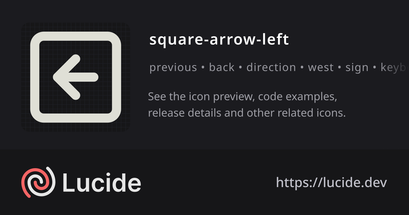 square-arrow-left icon details – Lucide