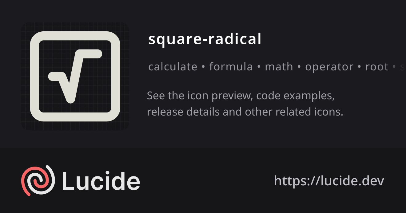 square-radical icon details – Lucide