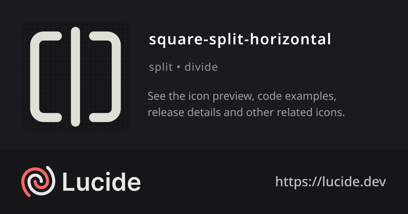 square-split-horizontal icon details – Lucide