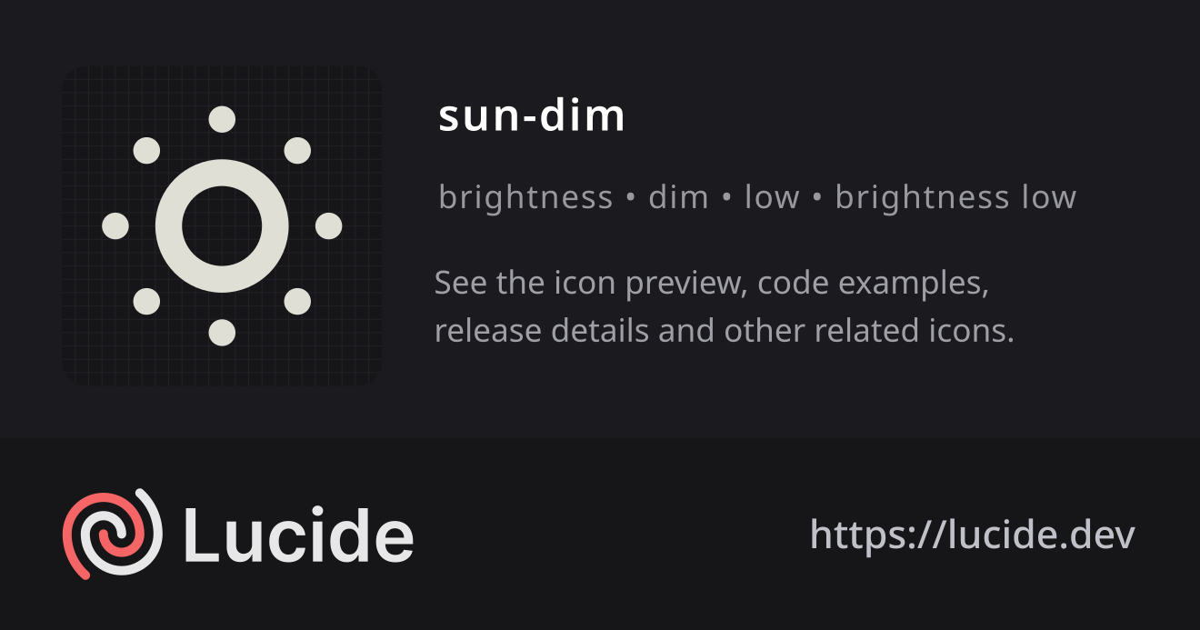 sun-dim icon details – Lucide