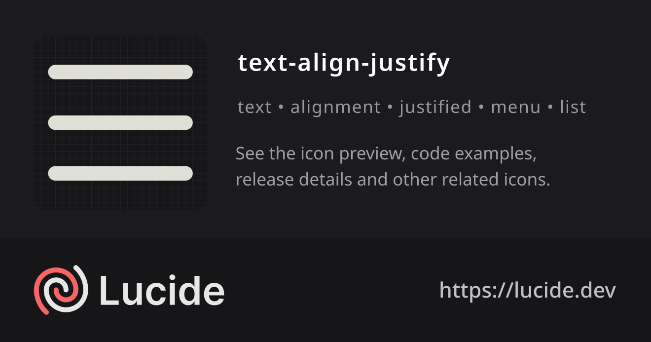 text-align-justify icon details – Lucide
