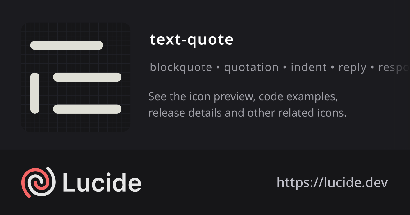 text-quote icon details – Lucide