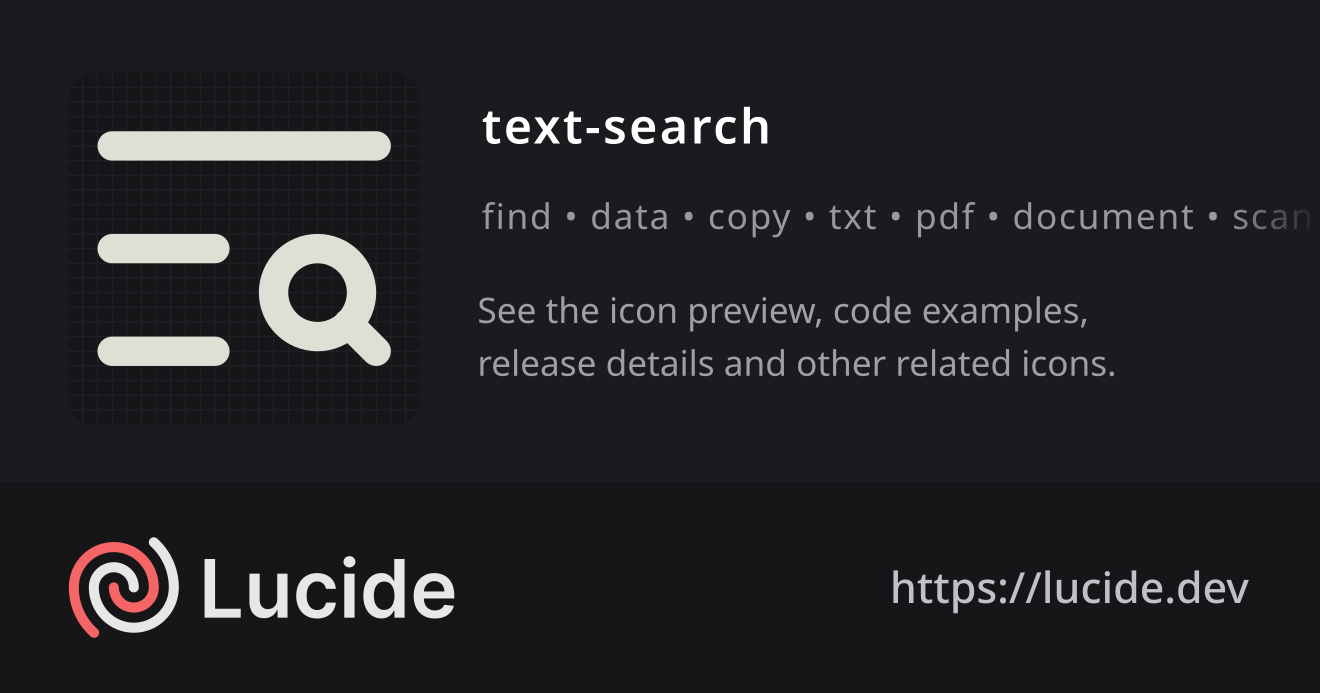 text-search icon details – Lucide