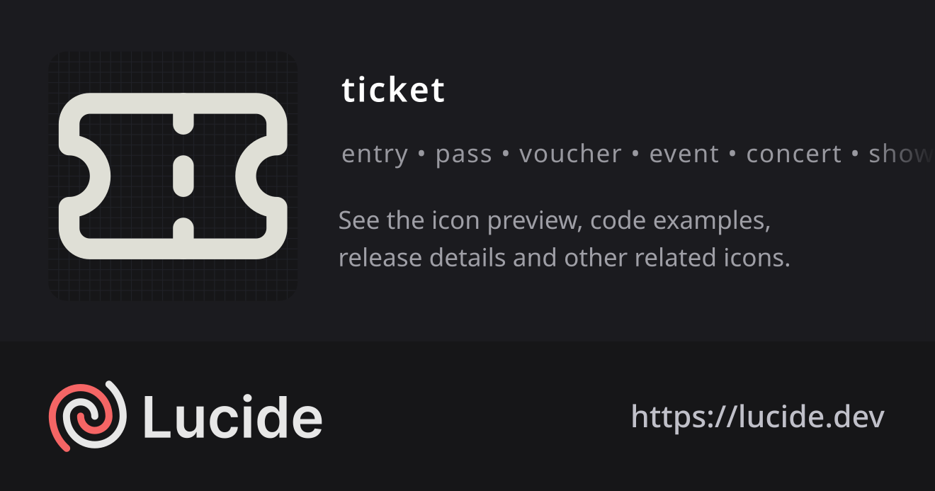 ticket icon details – Lucide
